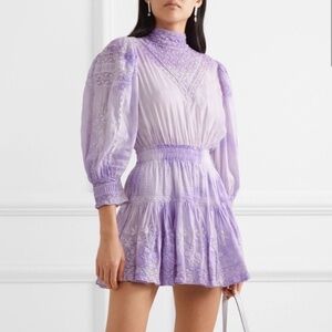 NWT LoveShackFancy Viola Tie Dye Lace Mini Dress Lavender Purple Size P / XS